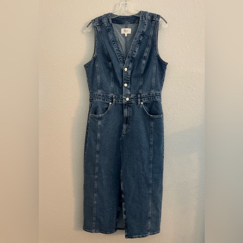 Rails Westwood Denim Midi Dress Blue Stone Wash size XL - Picture 2 of 15